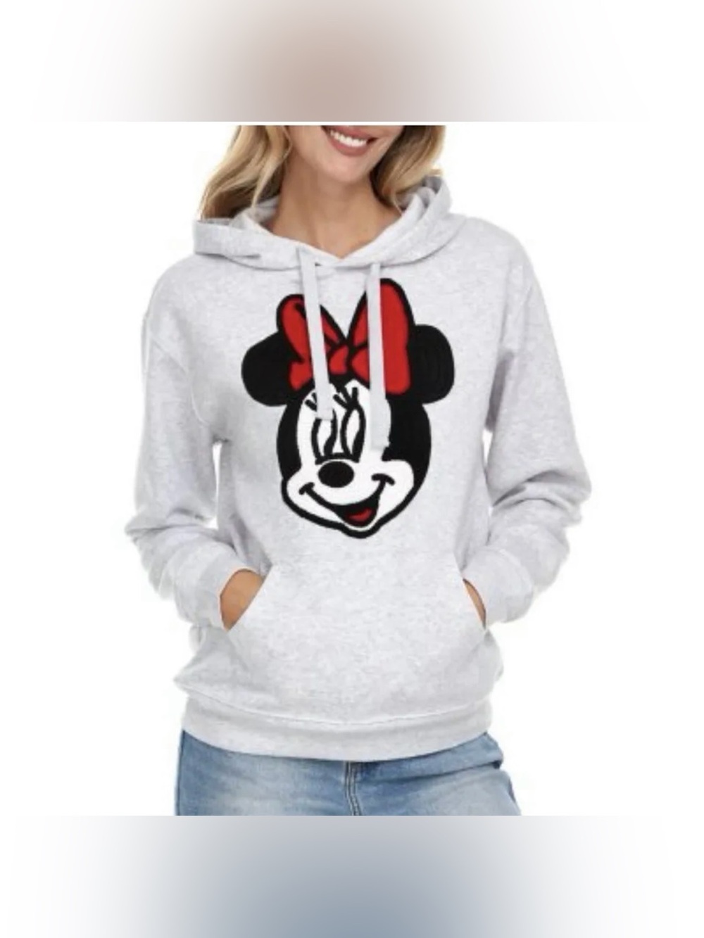 Women’s Disney Heather Gray Minnie Mouse Hoodie, XL, NWT